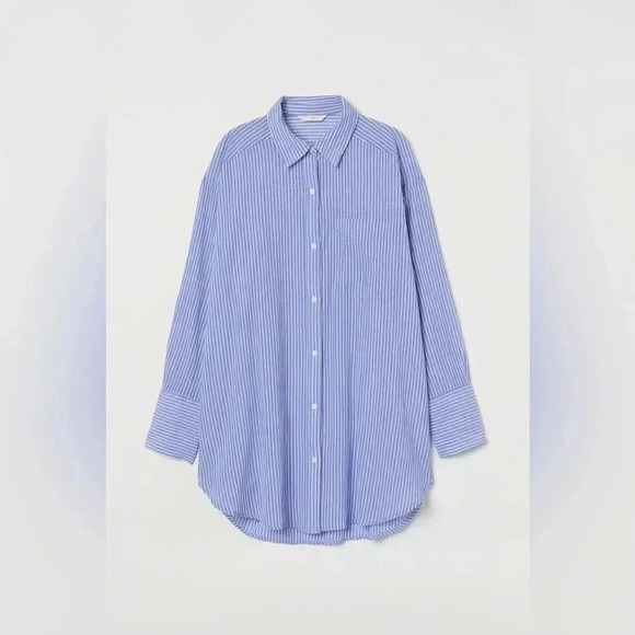 H&M Linen Pinstripe Button Down Shirt(Size XS) - Picture 1 of 8